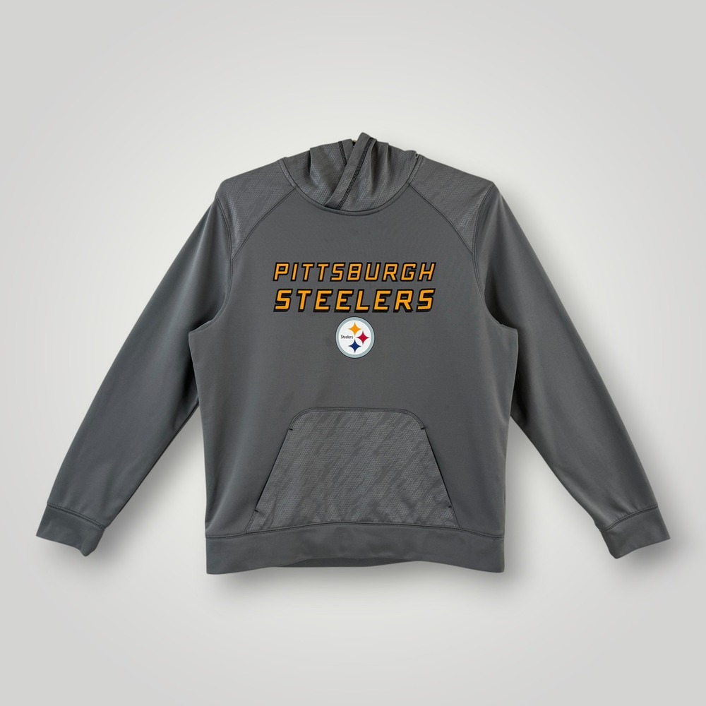 NFL Team Apparel Pittsburgh Steelers Gray TX3 Warm Hoodie Mens Large
